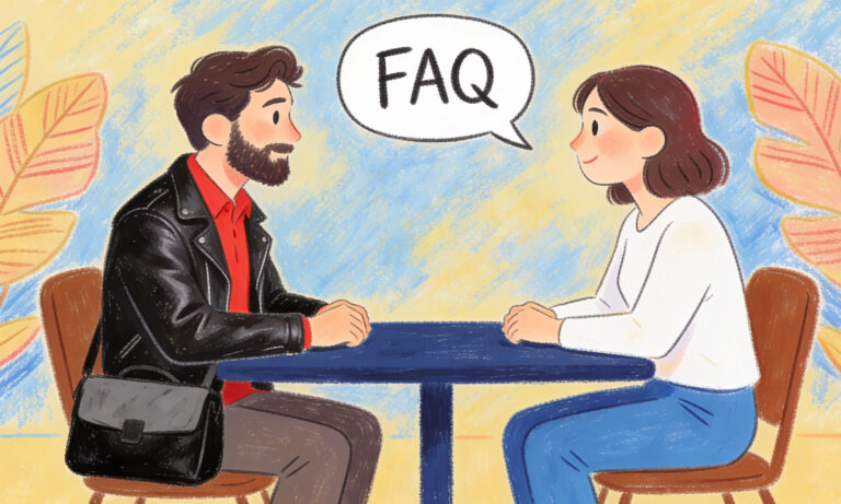 FAQ illustration on UX design with a question mark symbol and modern graphic elements, representing frequently asked questions about user experience and website optimization.