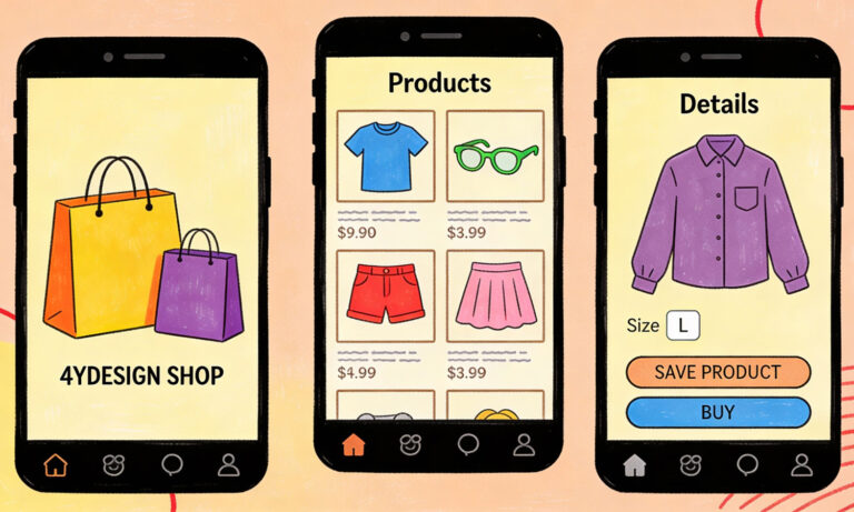Detailed wireframe sketch of a webshop layout with a focus on product view and user experience design.