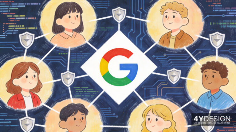 Visualisierung der Suchmaschinentechnologie: Darstellung von Indexierung und Datenverarbeitung zur Bereitstellung relevanter Suchergebnisse auf einem Monitor.