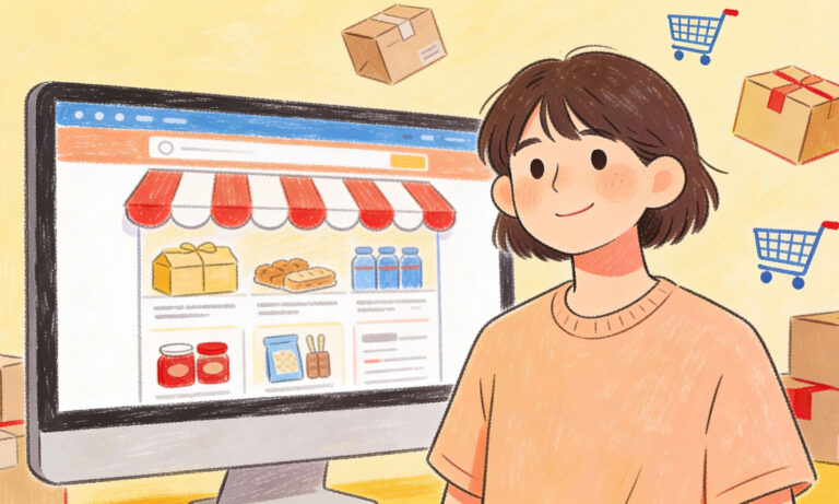 Webdesign-Illustration zur Erstellung von Inhaltsstrukturen, die ein Browserfenster mit Textzeilen und grafische Elemente für die Content-Strategie und das Layout zeigt.